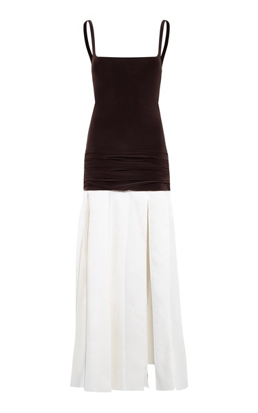 Liena Pleated Jersey-Cotton Maxi Dress