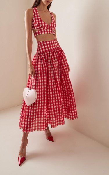 Vichy gingham cutout crop top