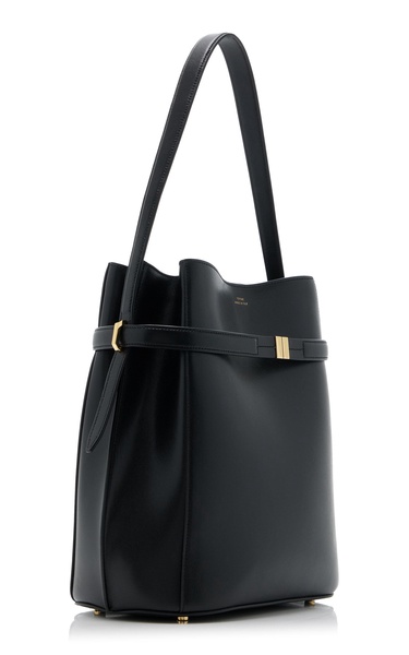 Belted Leather Bucket Bag