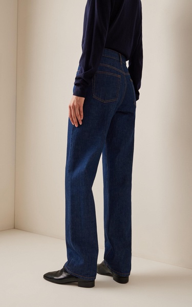 Borjis Selvedge High-Rise Straight-Leg Jeans