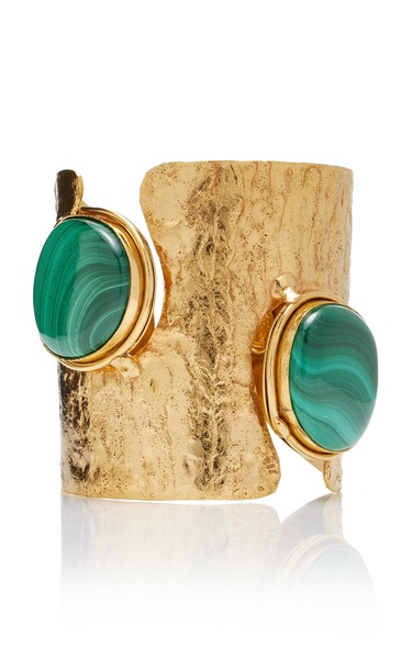 Openwork II Malachite 22k Gold Cuff