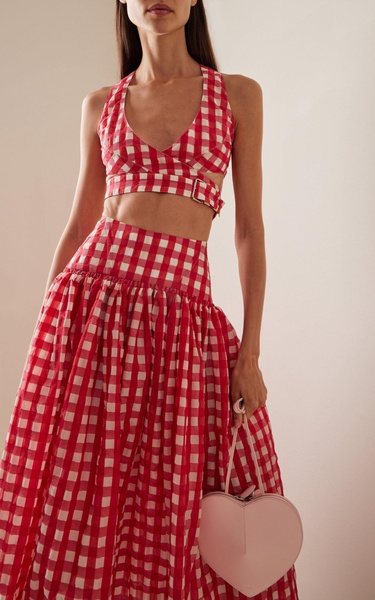 Vichy gingham cutout crop top