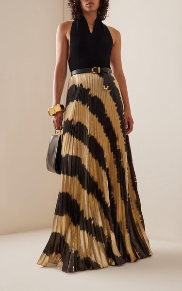 Unfolding Tropics Pleated Maxi Skirt