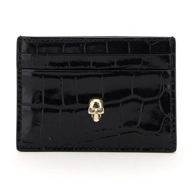 Alexander McQueen credit card holder in crocodile-print leather