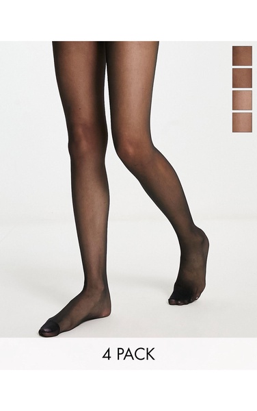 Lindex 4-pack 20 denier matte tights in black