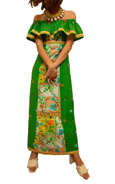 spencer maxi dress in green butterfly