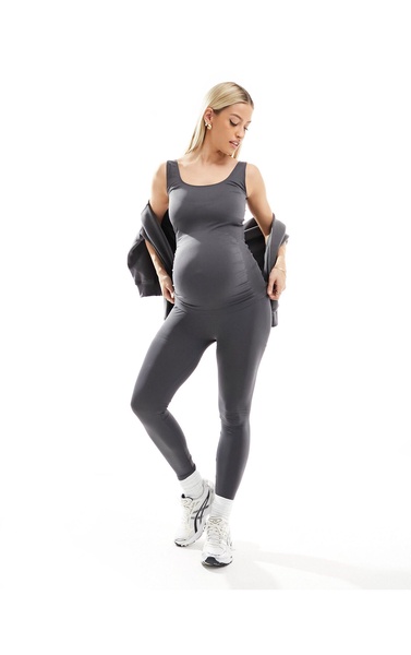 Mamalicious Maternity seamless leggings in gray - part of a set