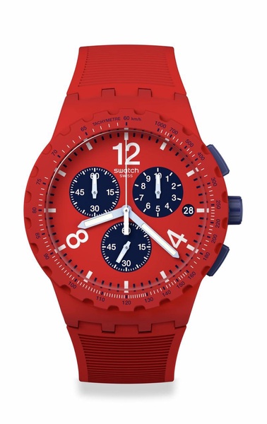 Swatch Unisex Casual Red Watch Plastic Quartz Primarily Red