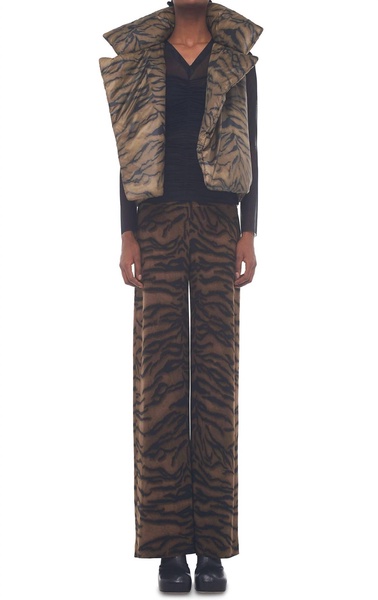 sleeping bag vest in brown tiger