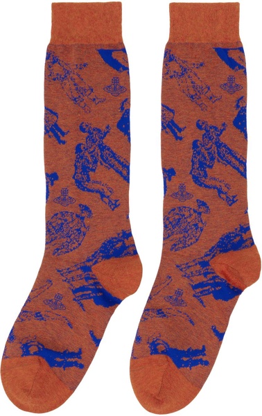 Orange Evolution of Man Socks