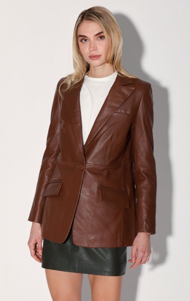 mia blazer, walnut - leather