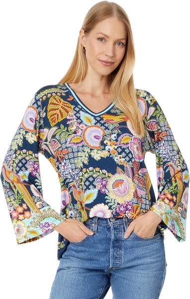 women's the janie favorite v-neck kimono sleeve tee-wild, multicolor