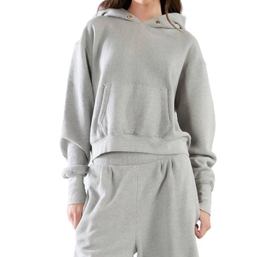 vintage texture fleece cropped hoodie - unisex in heather grey