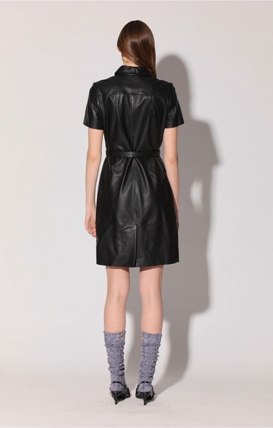 chloe dress, black - leather