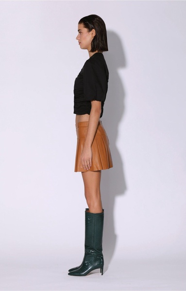 izzie skirt, camel - leather