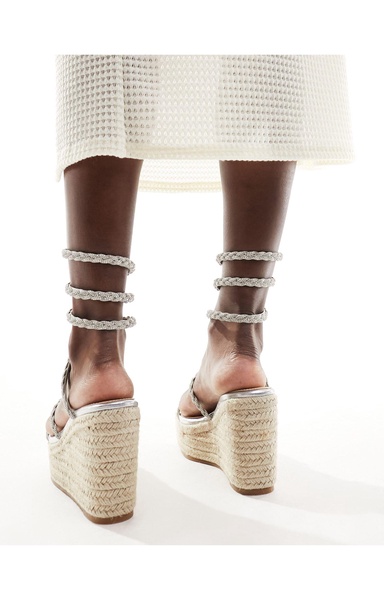 Simmi London Simona embellished espadrilles in silver