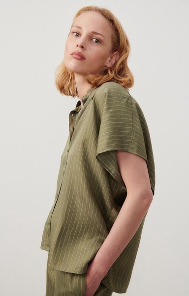 American Vintage Okyrow Shirt Olive Stripes