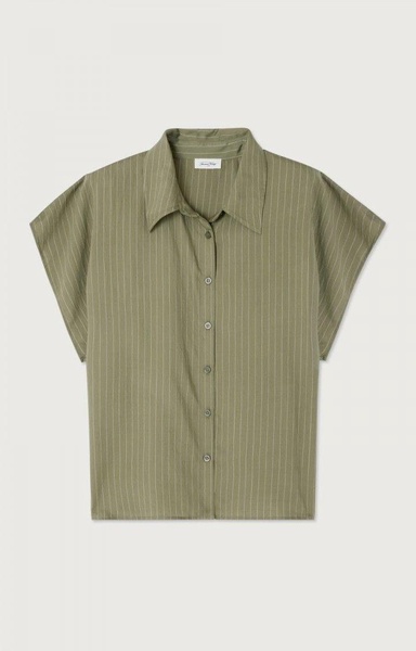 American Vintage Okyrow Shirt Olive Stripes