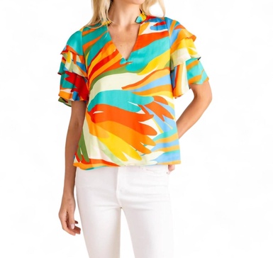 sandra short sleeve popover top in agave