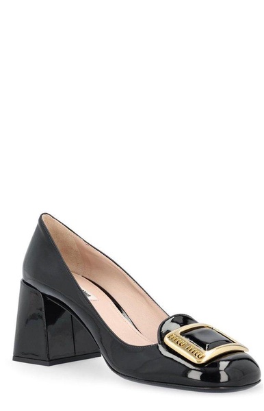 Miu Miu Logo-Buckle Square Toe Pumps