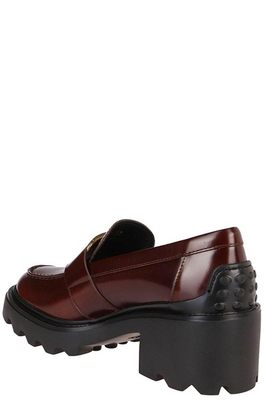 Block Heel Buckled Loafers