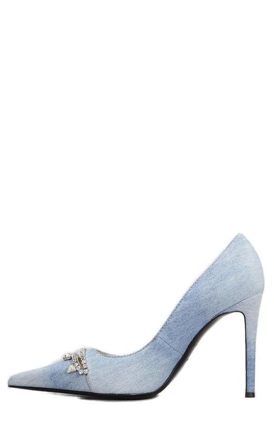 Area Pointed-Toe Slip-On Denim Pumps