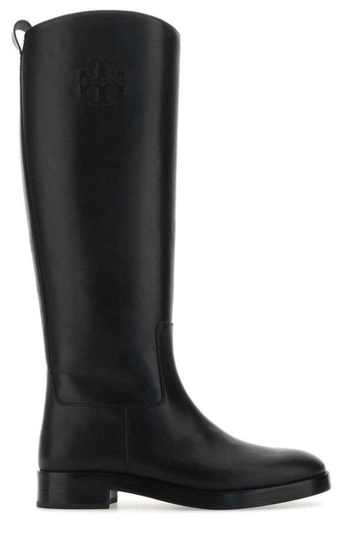 Tory Burch Logo Embossed Riding Boots