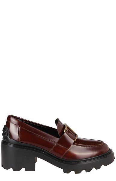 Block Heel Buckled Loafers