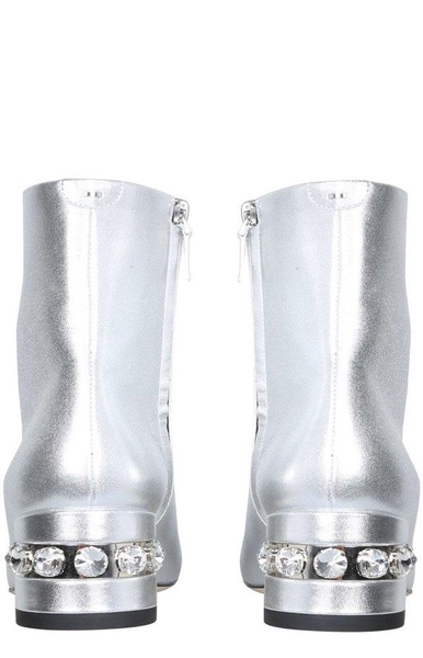 Nicholas Kirkwood Round Toe Crystal-Embellished Ankle Boots