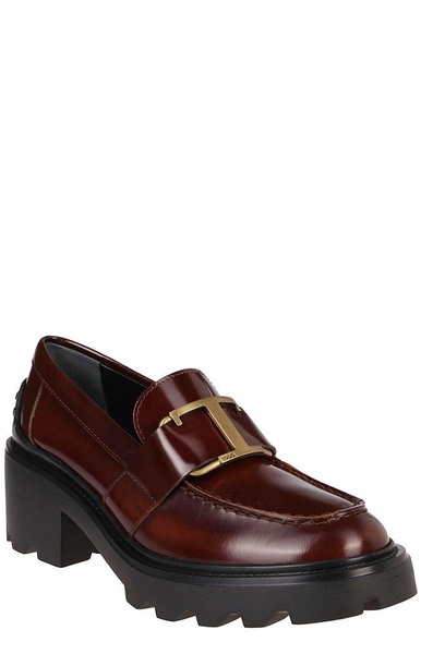 Block Heel Buckled Loafers