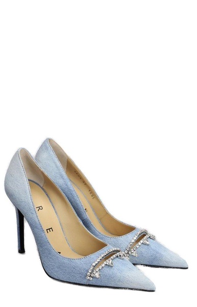 Area Pointed-Toe Slip-On Denim Pumps