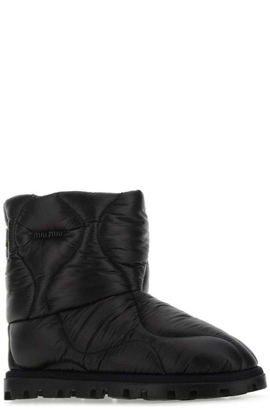 Miu Miu Woman Black Nylon Ankle Boots