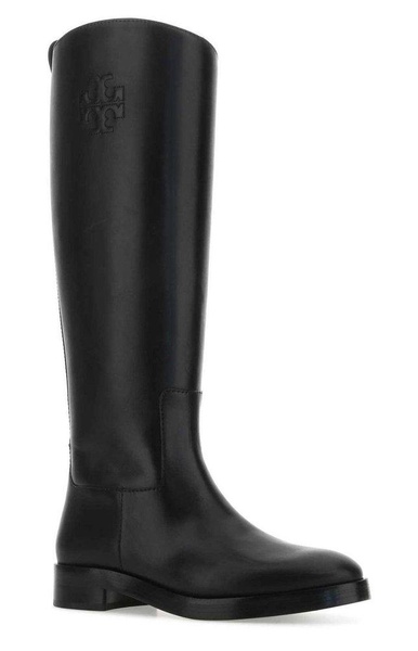 Tory Burch Logo Embossed Riding Boots