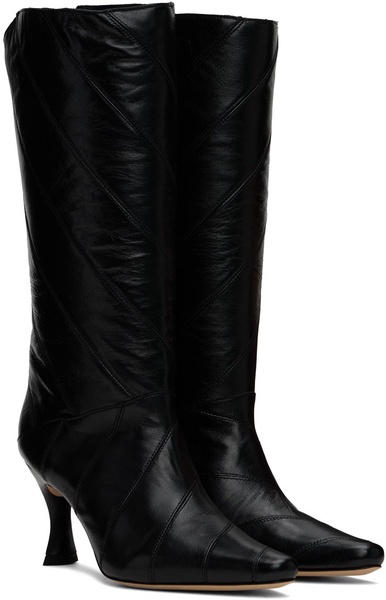 Black Steph Creased Leather Boots