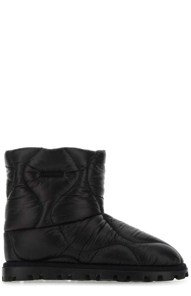 Miu Miu Woman Black Nylon Ankle Boots