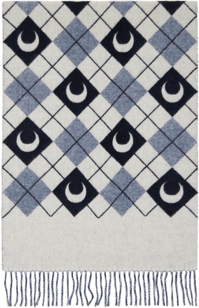 Navy & Black Moon Argyle Scarf