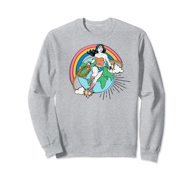 Amazon Essentials DC Comics Wonder Woman Lasso Rainbow World Sweatshirt