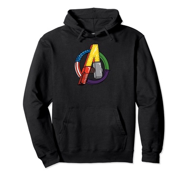 Amazon Essentials Marvel Avengers Multi Hero Logo Collage Pullover Hoodie