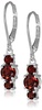 Amazon Essentials Sterling Silver Genuine and Created Gemstone Three Stone Birthstone Leverback Dangle Earrings (previously Amazon Collection)