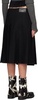 Black Twill Wool Kilt Midi Skirt