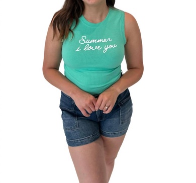 summer i love you tank in turquoise