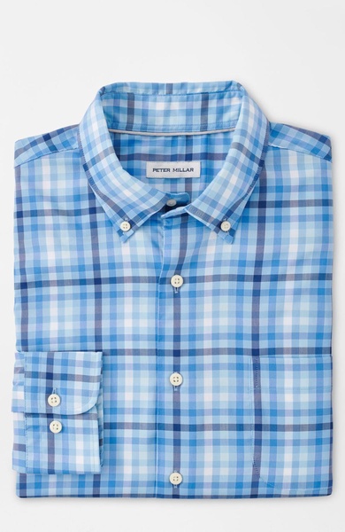 walker cotton stretch sport shirt in cottage blue