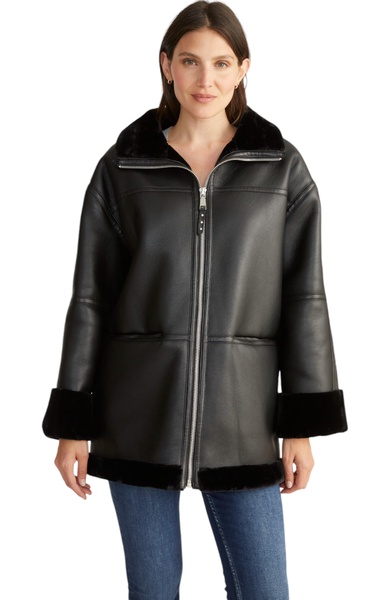 rebecca minkkoff women's vegan shearling car coat