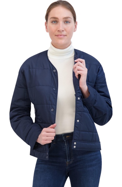 rebecca minkkoff women's box quilt collarless jacket