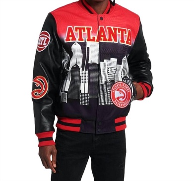 men's atlanta hawks intervarsity jacket in black/red