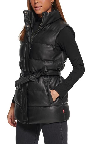 Vegan Leather Puffer Vest