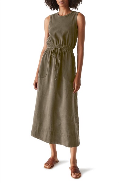 wilhelmina mixed midi dress in camo