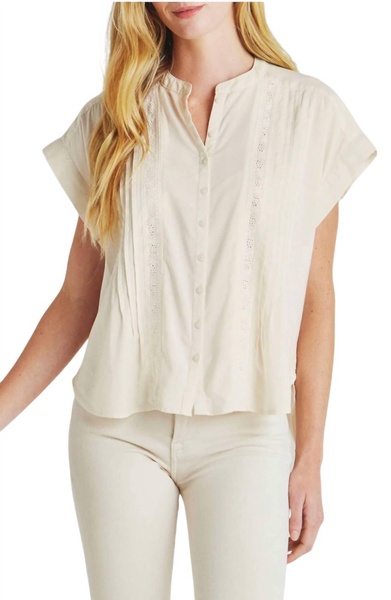 paloma pintuck lace top blouse in moonstone