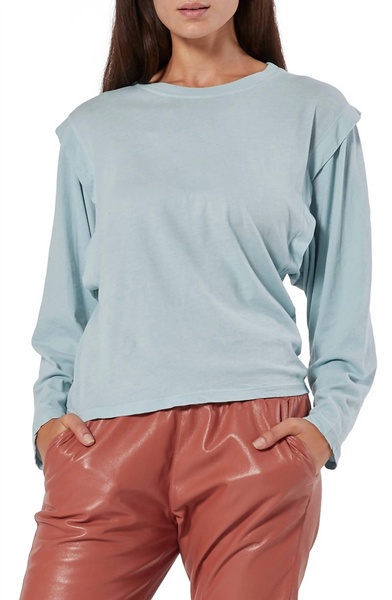 lancer cotton long sleeve top in gray mist