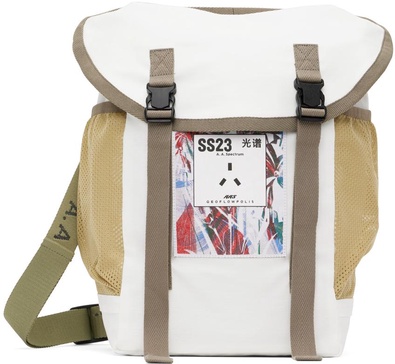 White & Beige Knapsack Messenger Bag